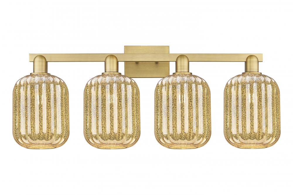 Preston Cylinder - 4 Light - 36 inch - Brushed Brass - Bath Vanity Light