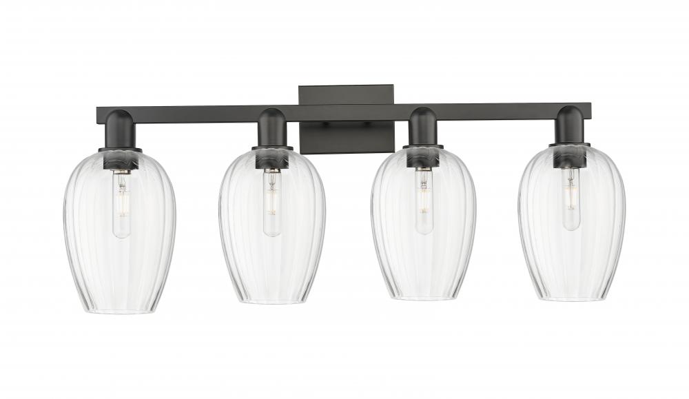 Preston Flute - 4 Light - 36 inch - Matte Black - Bath Vanity Light