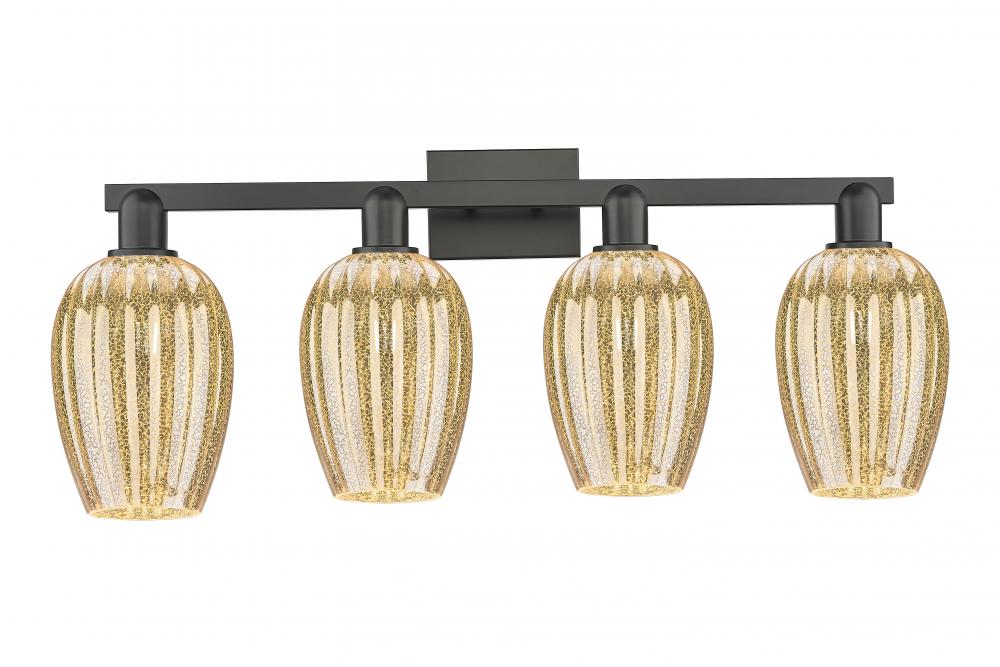 Preston Flute - 4 Light - 36 inch - Matte Black - Bath Vanity Light