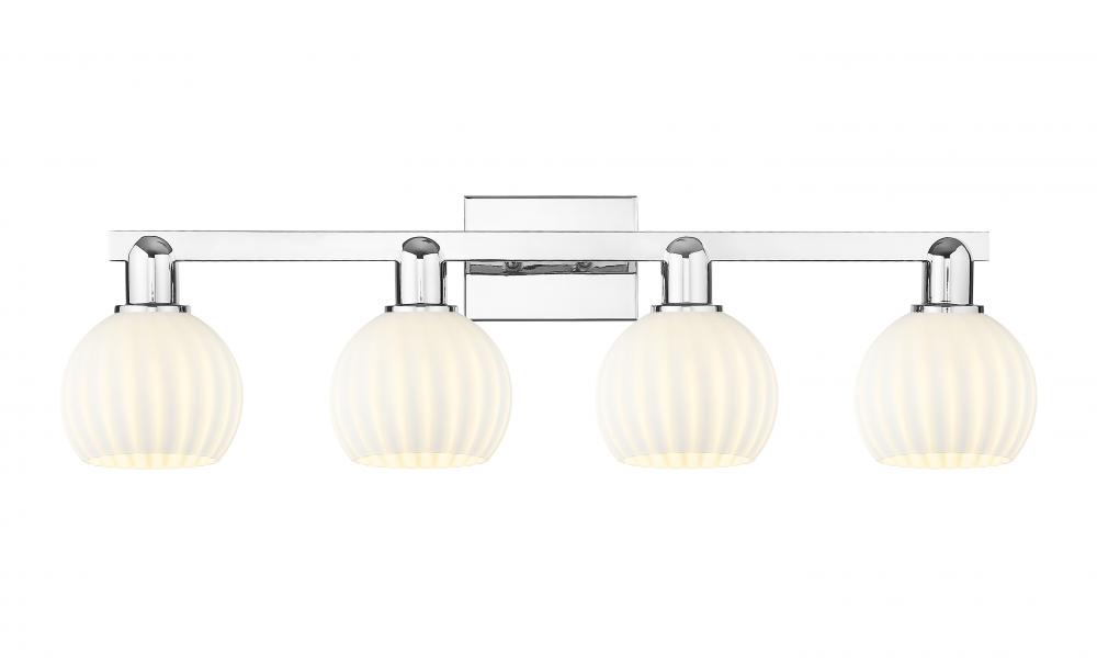 White Venetian - 4 Light - 33 inch - Polished Chrome - Bath Vanity Light