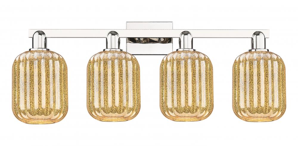 Preston Cylinder - 4 Light - 36 inch - Polished Nickel - Bath Vanity Light