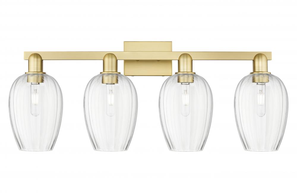 Preston Flute - 4 Light - 36 inch - Satin Gold - Bath Vanity Light