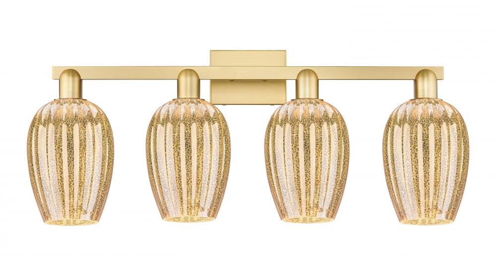 Preston Flute - 4 Light - 36 inch - Satin Gold - Bath Vanity Light