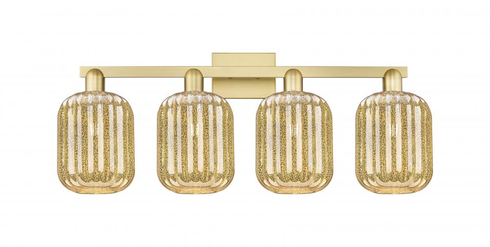 Preston Cylinder - 4 Light - 36 inch - Satin Gold - Bath Vanity Light