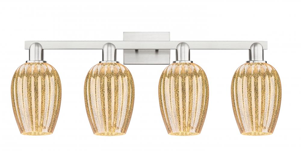 Preston Flute - 4 Light - 36 inch - Brushed Satin Nickel - Bath Vanity Light