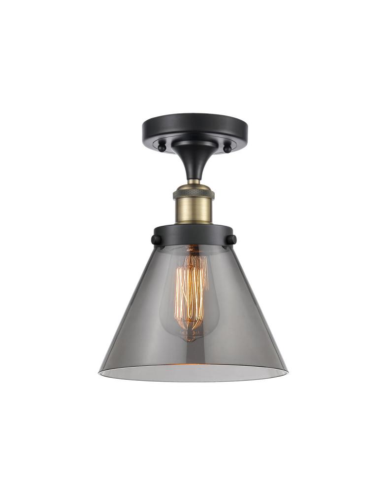 Cone - 1 Light - 8 inch - Black Antique Brass - Semi-Flush Mount