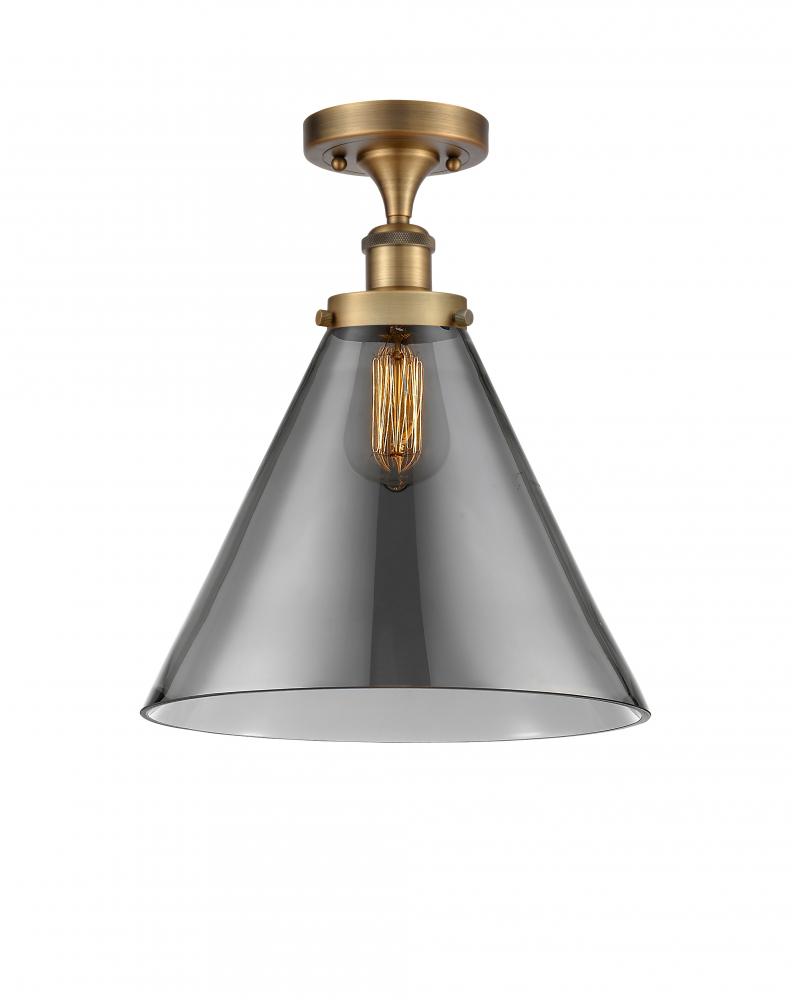 Cone - 1 Light - 12 inch - Brushed Brass - Semi-Flush Mount