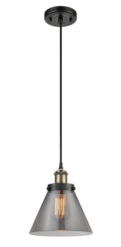 Cone - 1 Light - 8 inch - Black Antique Brass - Cord hung - Mini Pendant