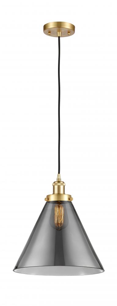 Cone - 1 Light - 12 inch - Satin Gold - Cord hung - Mini Pendant