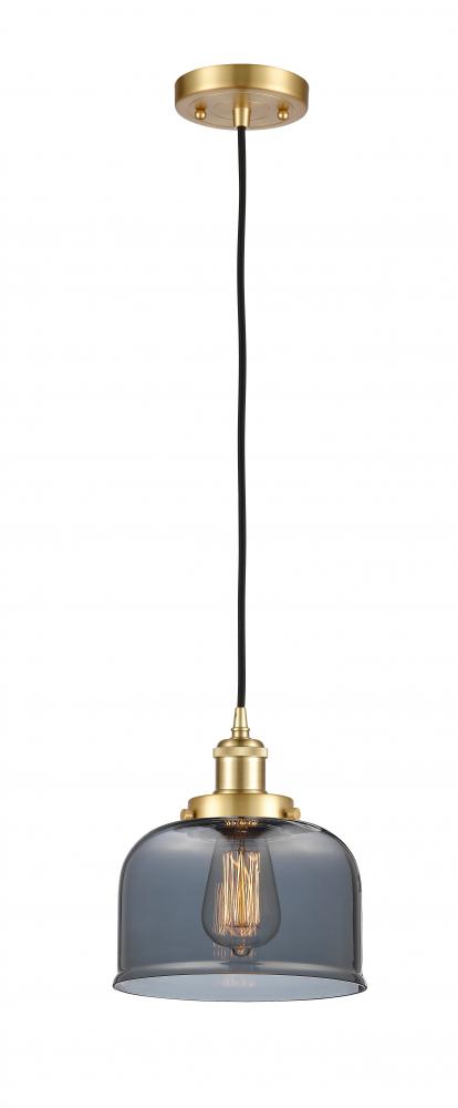 Bell - 1 Light - 8 inch - Satin Gold - Cord hung - Mini Pendant