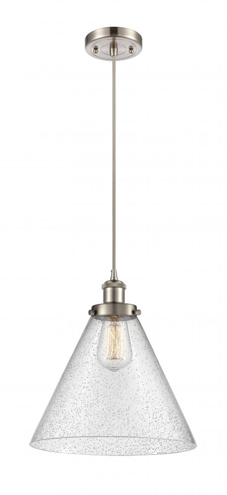 Cone - 1 Light - 12 inch - Brushed Satin Nickel - Cord hung - Mini Pendant
