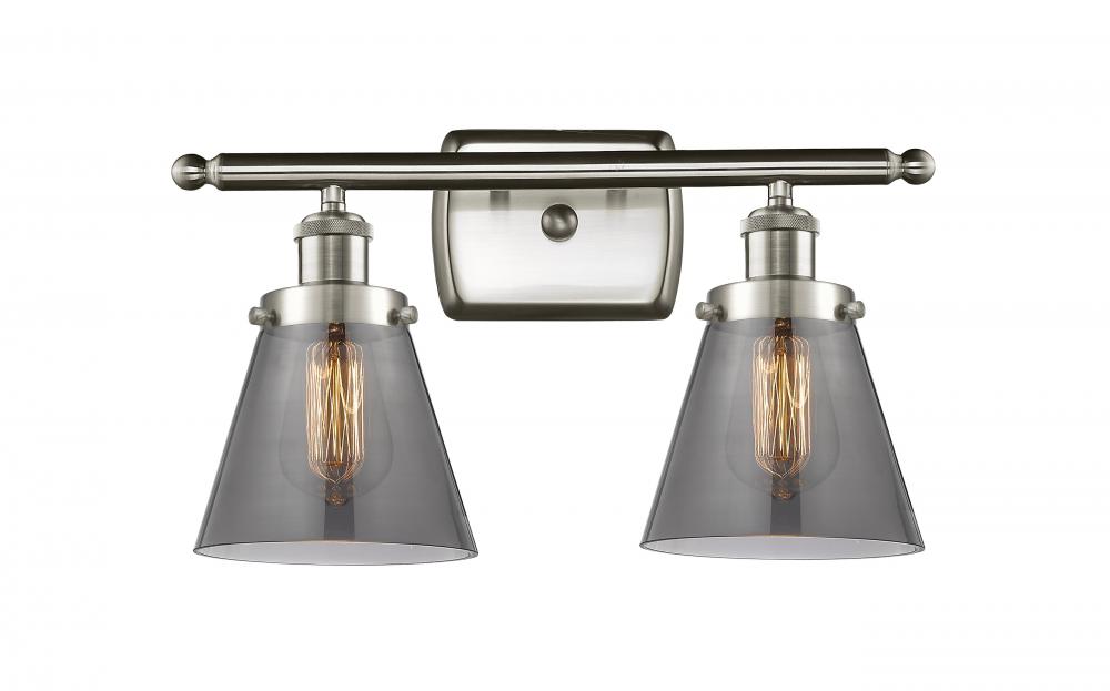 Cone - 2 Light - 16 inch - Brushed Satin Nickel - Bath Vanity Light