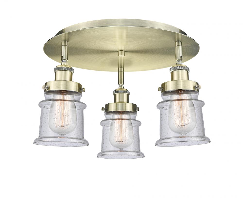 Canton - 3 Light - 17 inch - Antique Brass - Flush Mount