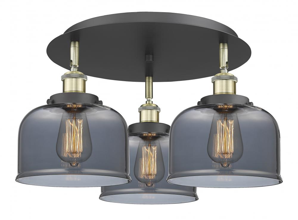 Cone - 3 Light - 20 inch - Black Antique Brass - Flush Mount
