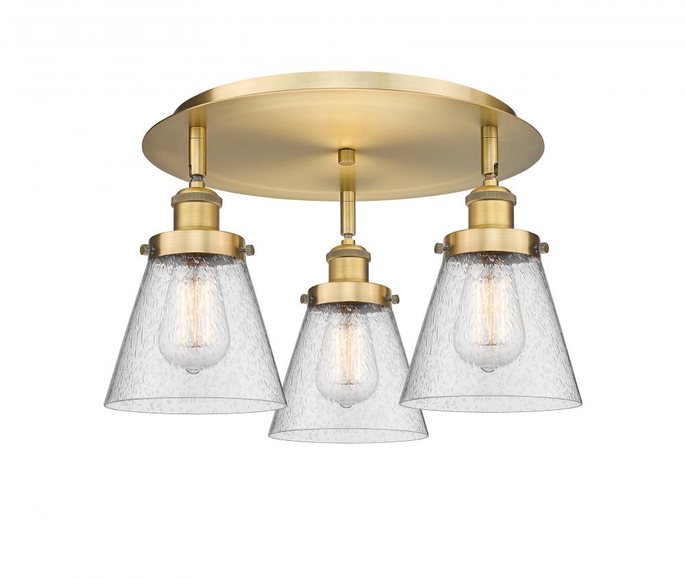 Cone - 3 Light - 18 inch - Brushed Brass - Flush Mount