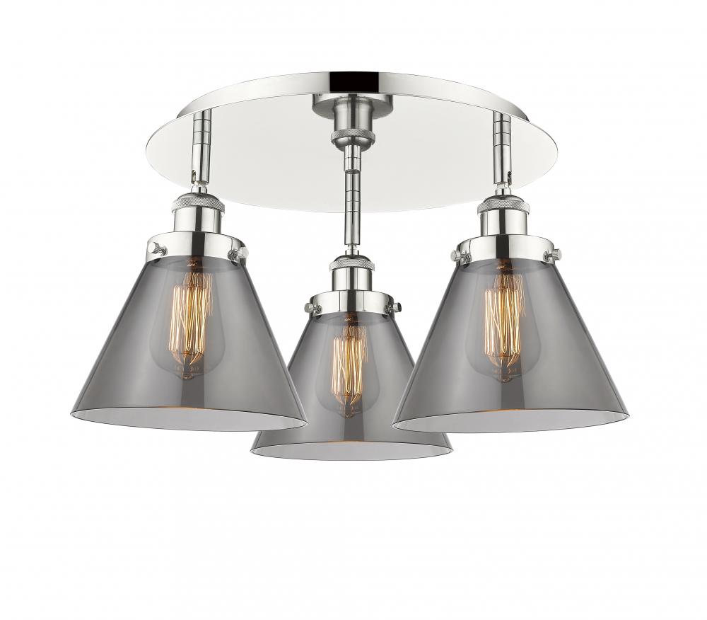 Cone - 3 Light - 20 inch - Polished Nickel - Flush Mount