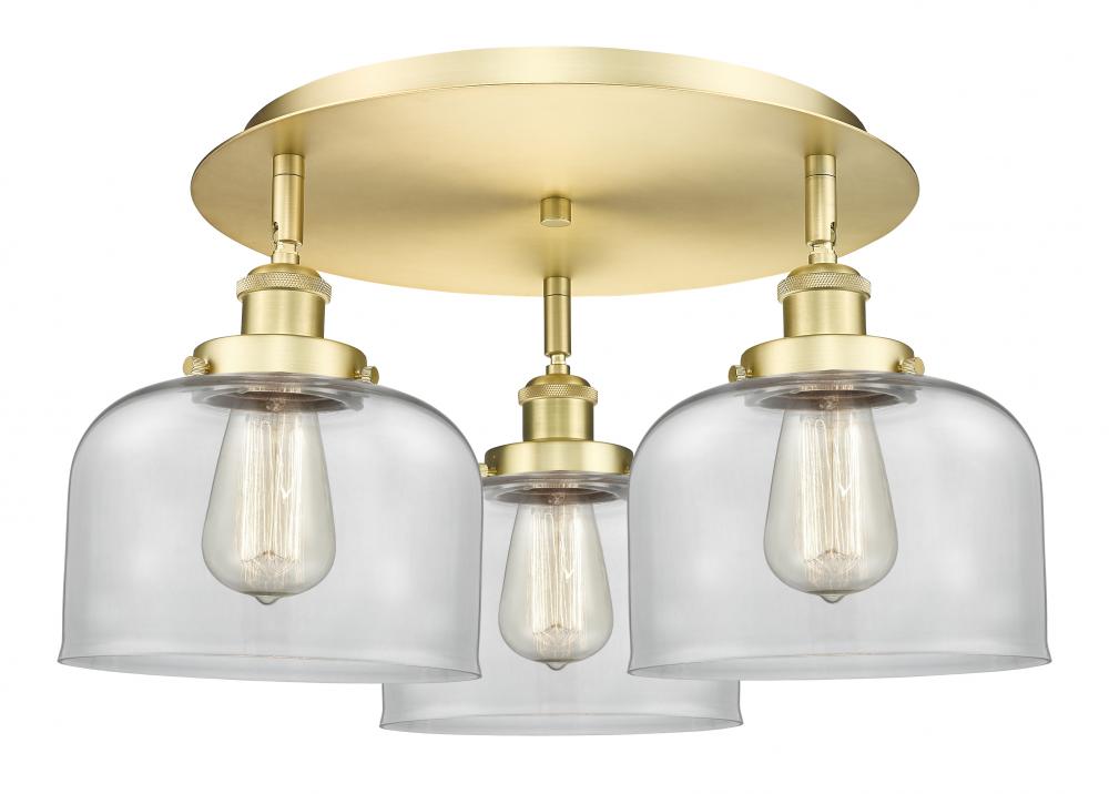 Cone - 3 Light - 20 inch - Satin Gold - Flush Mount