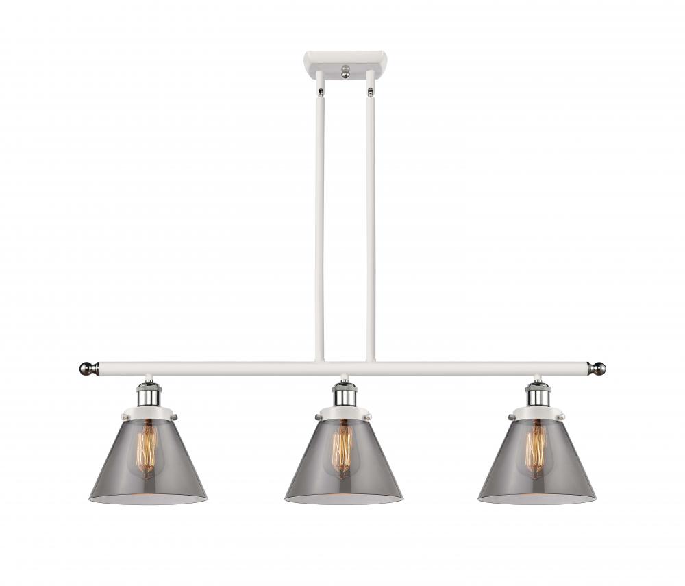 Cone - 3 Light - 36 inch - White Polished Chrome - Stem Hung - Island Light