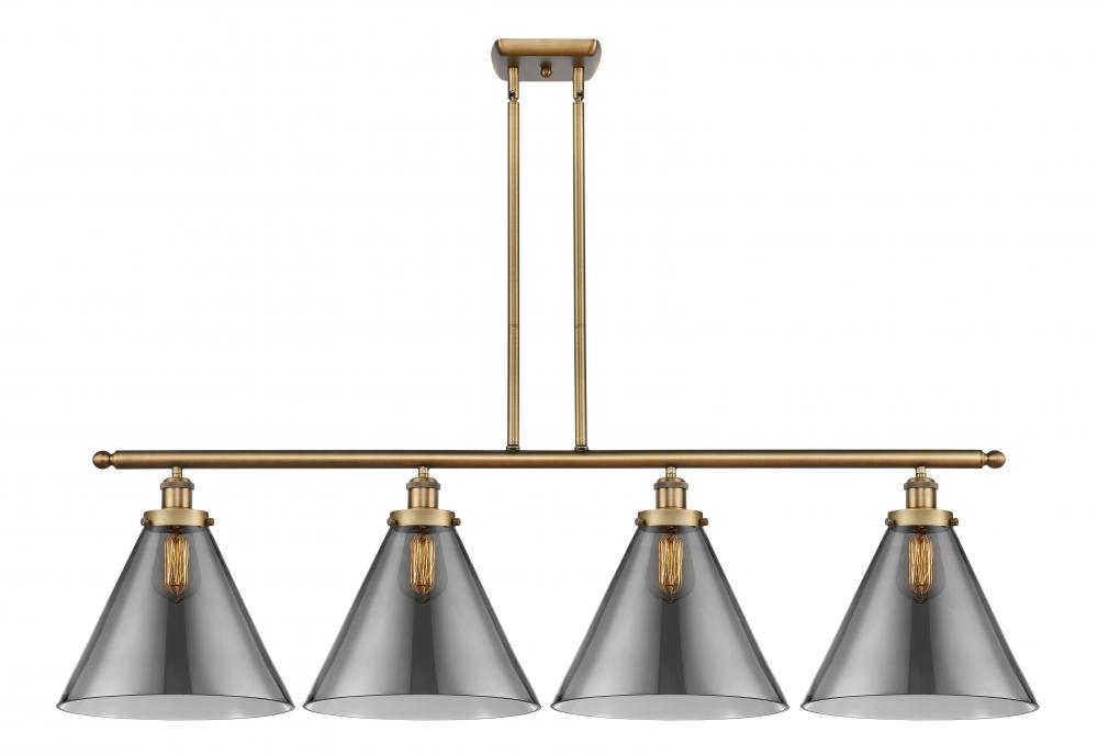 Cone - 4 Light - 48 inch - Brushed Brass - Stem Hung - Island Light