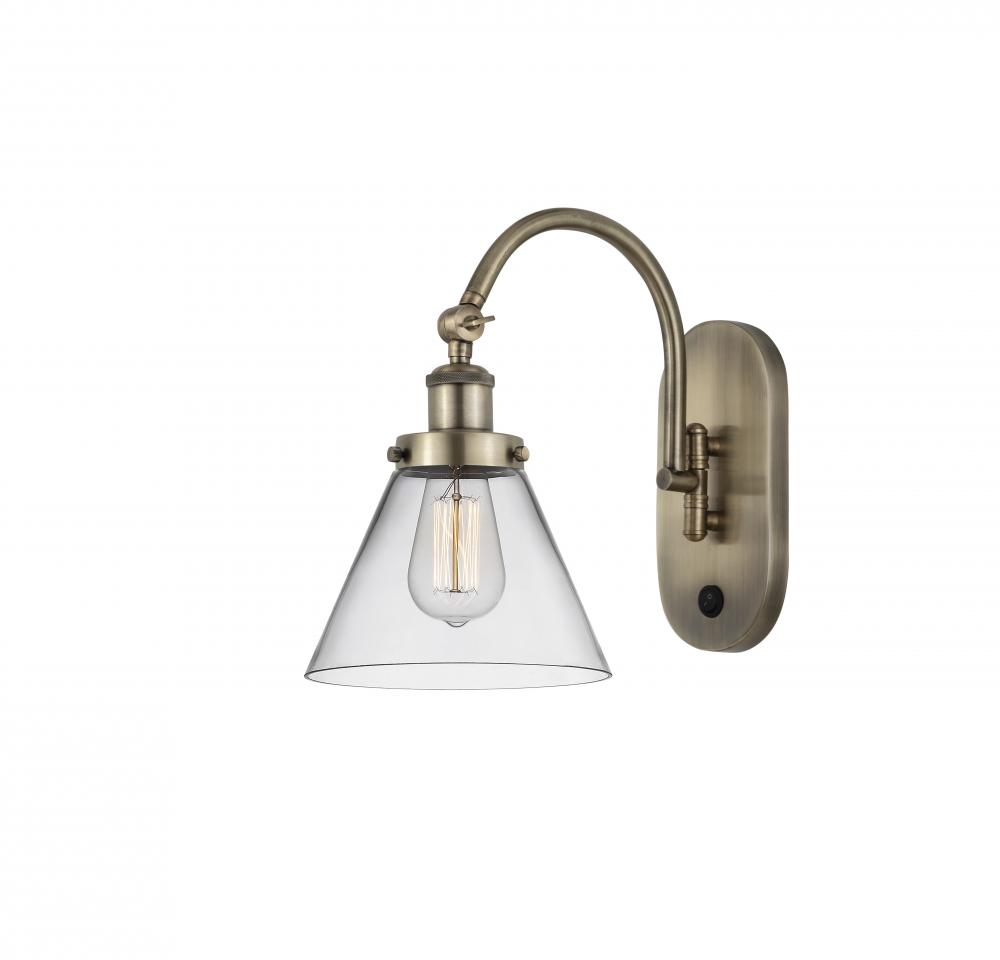Cone - 1 Light - 8 inch - Antique Brass - Adjustable Swing Arm