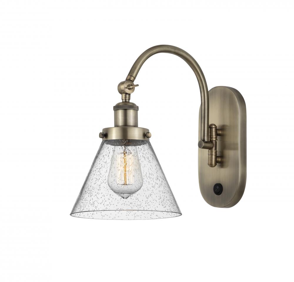 Cone - 1 Light - 8 inch - Antique Brass - Adjustable Swing Arm