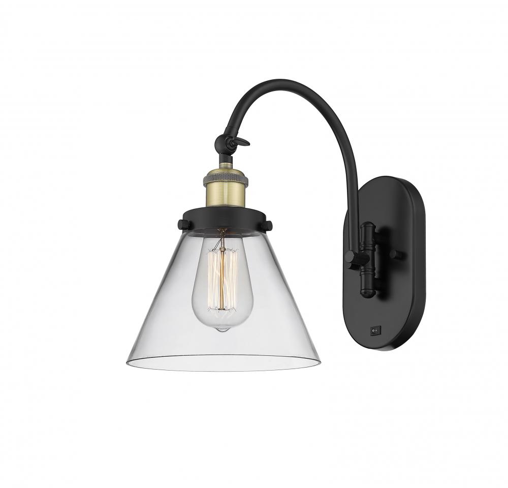 Cone - 1 Light - 8 inch - Black Antique Brass - Adjustable Swing Arm