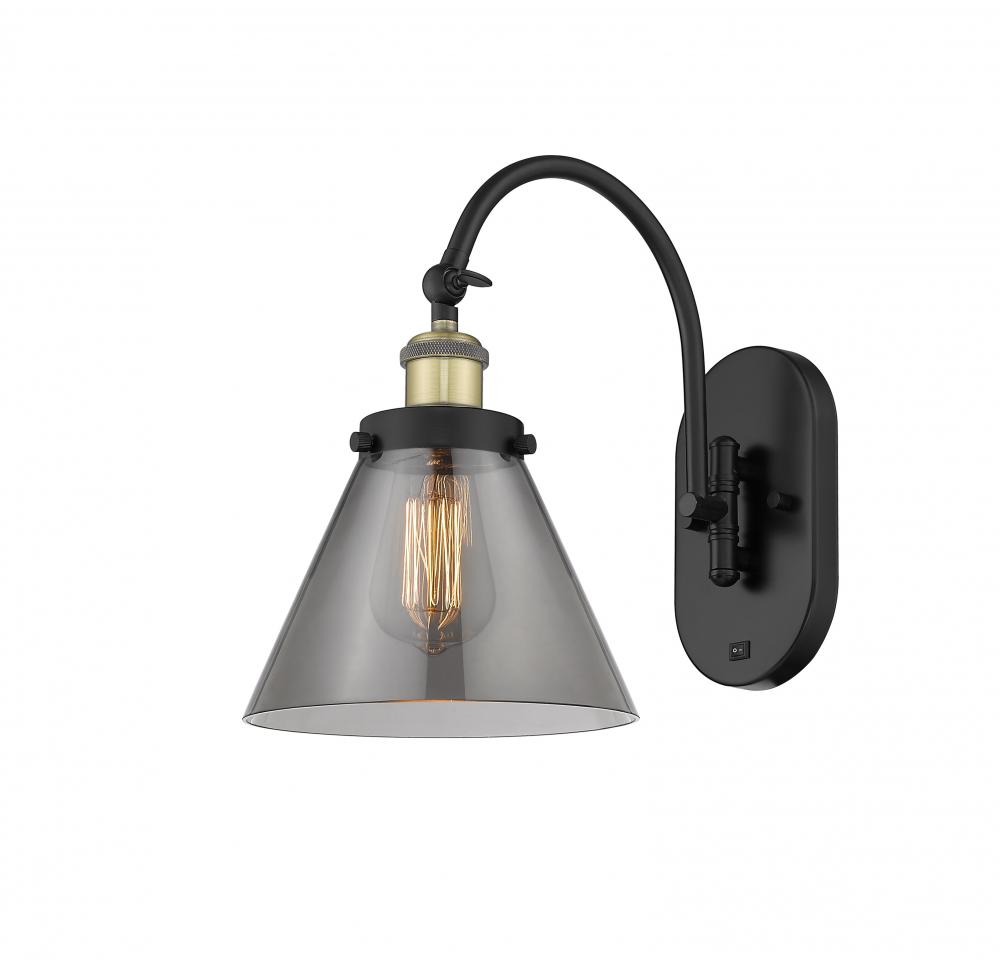 Cone - 1 Light - 8 inch - Black Antique Brass - Adjustable Swing Arm