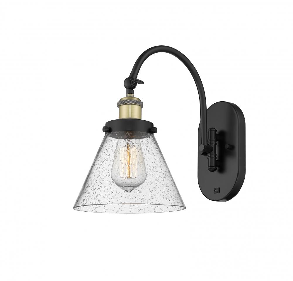 Cone - 1 Light - 8 inch - Black Antique Brass - Adjustable Swing Arm