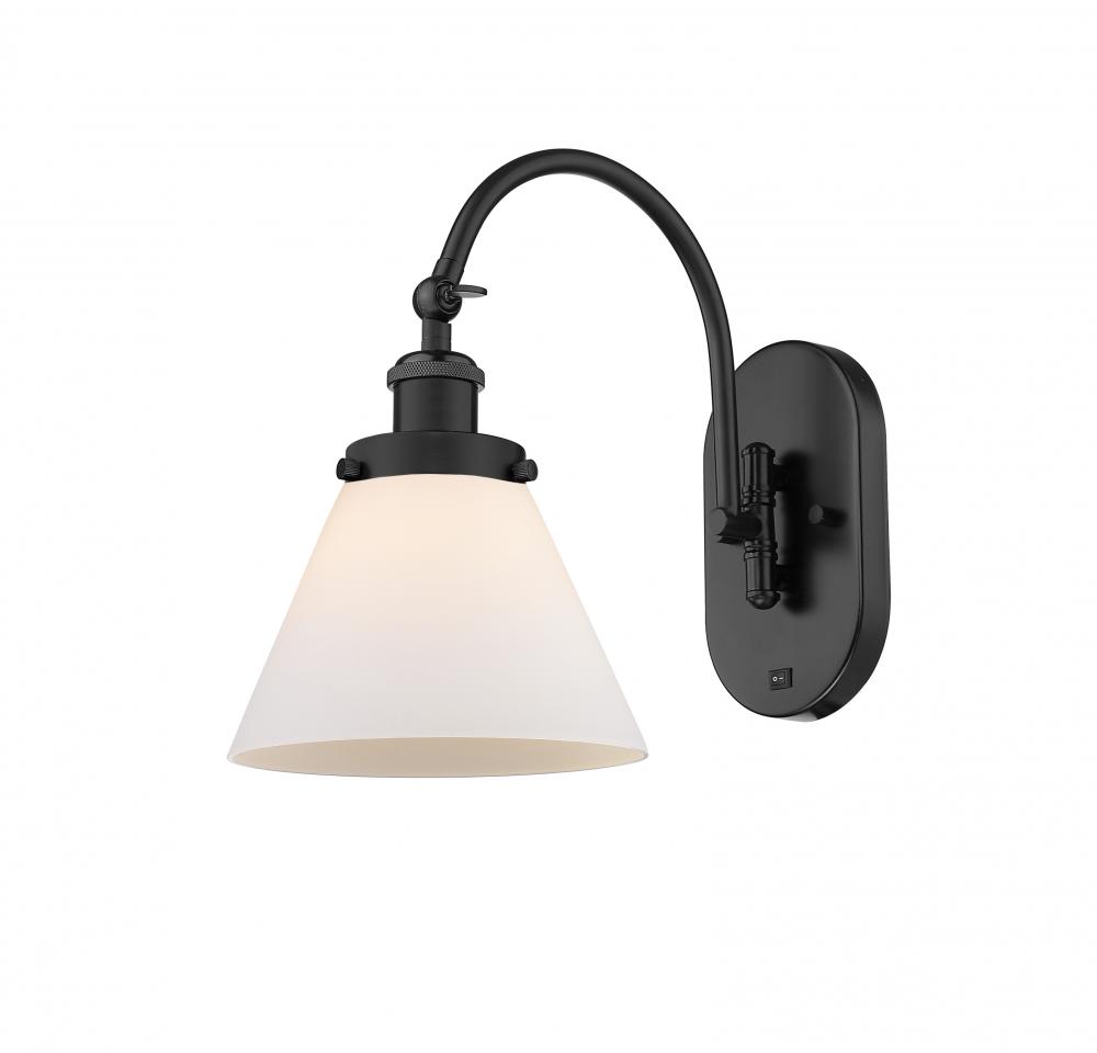 Cone - 1 Light - 8 inch - Matte Black - Adjustable Swing Arm