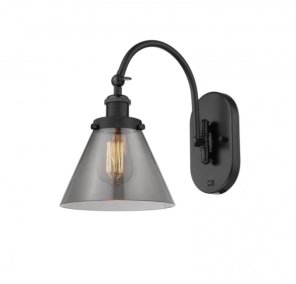 Cone - 1 Light - 8 inch - Matte Black - Adjustable Swing Arm