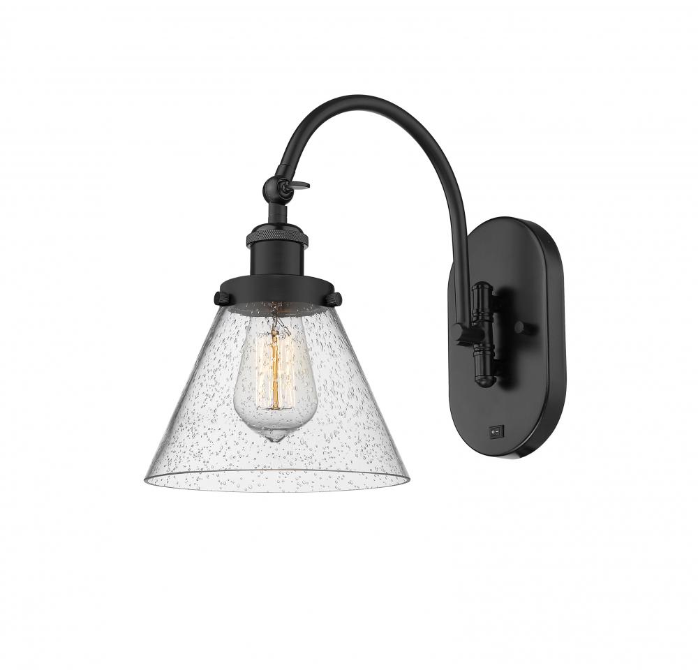 Cone - 1 Light - 8 inch - Matte Black - Adjustable Swing Arm