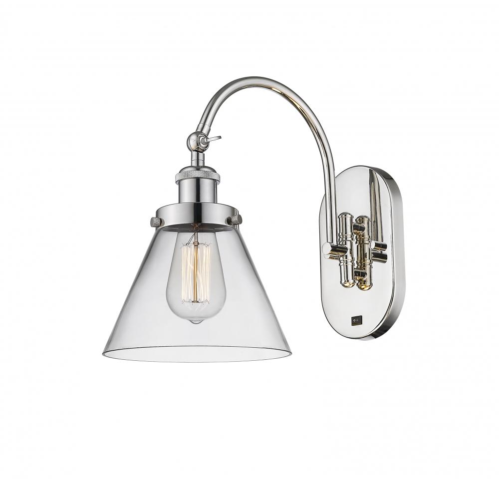 Cone - 1 Light - 8 inch - Polished Nickel - Adjustable Swing Arm