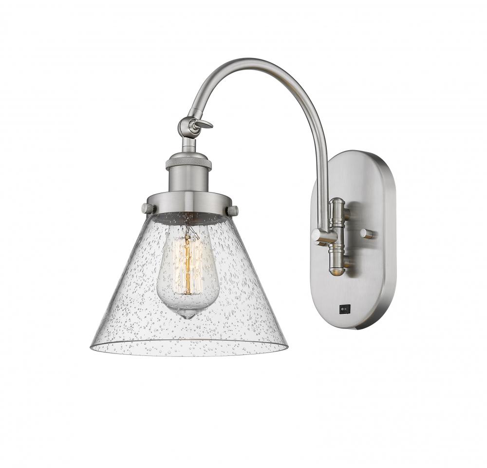 Cone - 1 Light - 8 inch - Brushed Satin Nickel - Adjustable Swing Arm