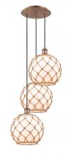 Innovations Lighting 113B-3P-AC-G121-10RB - Farmhouse Rope - 3 Light - 17 inch - Antique Copper - Cord Hung - Multi Pendant