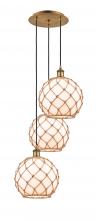 Innovations Lighting 113B-3P-BB-G121-10RB - Farmhouse Rope - 3 Light - 17 inch - Brushed Brass - Cord Hung - Multi Pendant