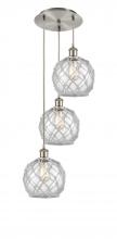 Innovations Lighting 113B-3P-SN-G122-8RW - Farmhouse Rope - 3 Light - 15 inch - Brushed Satin Nickel - Cord Hung - Multi Pendant