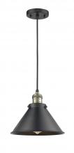 Innovations Lighting 201C-BAB-M10-BK - Briarcliff - 1 Light - 10 inch - Black Antique Brass - Cord hung - Mini Pendant