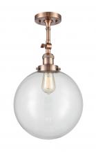 Innovations Lighting 201F-AC-G202-12 - Beacon - 1 Light - 12 inch - Antique Copper - Adjustable Semi-Flush Mount