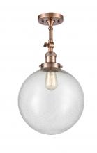 Innovations Lighting 201F-AC-G204-12 - Beacon - 1 Light - 12 inch - Antique Copper - Adjustable Semi-Flush Mount