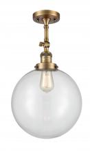 Innovations Lighting 201F-BB-G202-12 - Beacon - 1 Light - 12 inch - Brushed Brass - Adjustable Semi-Flush Mount