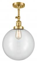 Innovations Lighting 201F-SG-G202-12 - Beacon - 1 Light - 12 inch - Satin Gold - Adjustable Semi-Flush Mount