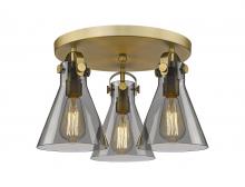Innovations Lighting 410-3F-BB-G411-7SM - Newton Cone - 3 Light - 18 inch - Brushed Brass - Flush Mount