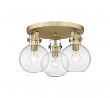 Innovations Lighting 411-3F-BB-G410-7CL - Newton Sphere - 3 Light - 18 inch - Brushed Brass - Flush Mount