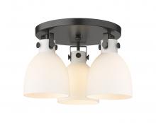 Innovations Lighting 411-3F-BK-G412-7WH - Newton Bell - 3 Light - 18 inch - Matte Black - Flush Mount