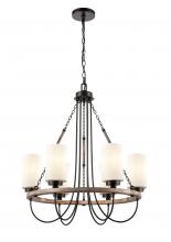 Innovations Lighting 442-6CR-BK-W - Paladin - 6 Light - 25 inch - Matte Black - Chain Hung - Chandelier