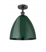 Innovations Lighting 516-1C-BK-MBD-12-GR - Plymouth - 1 Light - 12 inch - Matte Black - Semi-Flush Mount
