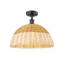Innovations Lighting 516-1C-BK-NBD2-16-NAT - Bristol Natural II - 1 Light - 16 inch - Matte Black - Semi-Flush Mount