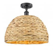 Innovations Lighting 516-1C-BK-RBD-16-NAT - Woven Rattan - 1 Light - 16 inch - Matte Black - Semi-Flush Mount