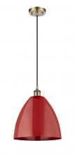 Innovations Lighting 516-1P-AB-MBD-12-RD - Plymouth - 1 Light - 12 inch - Antique Brass - Cord hung - Mini Pendant