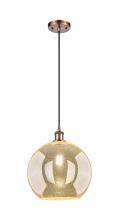 Innovations Lighting 516-1P-AC-G128-12 - Athens - 1 Light - 12 inch - Antique Copper - Cord hung - Mini Pendant